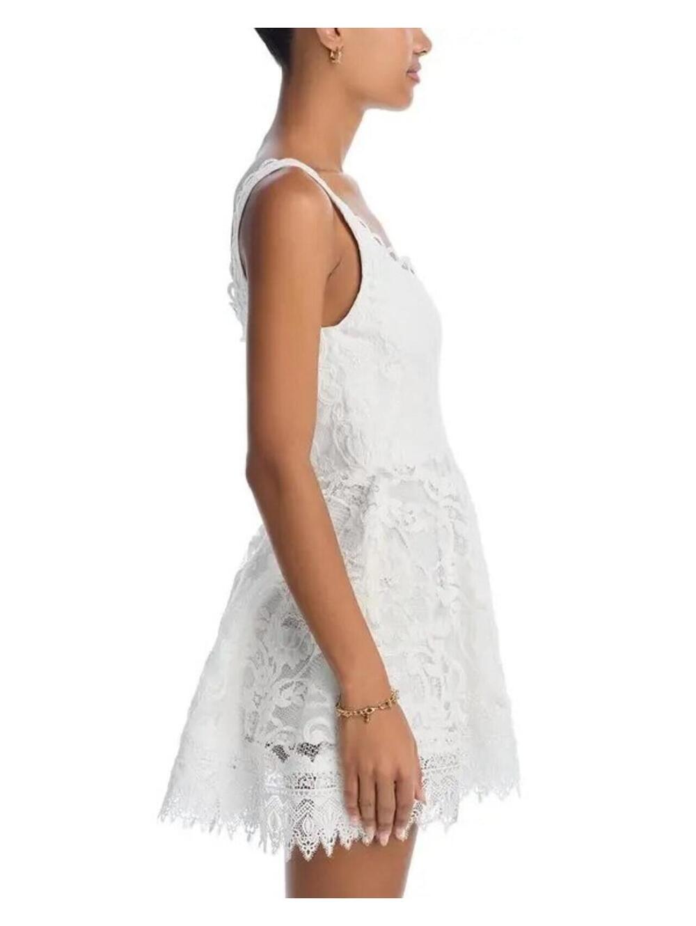 395$ Waimari Square Neck Havana Lace Mini Dress Women's Size L White - Picture 5 of 11